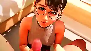 Фетиш дрочка подмышками с титьками от миленькой японской студентки в очках